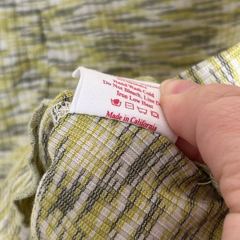 Lisa Says Gah Top Size Small Long Sleeve V-Neck Green Gray Y2K Shirt Made in USA - Picture 6 of 11